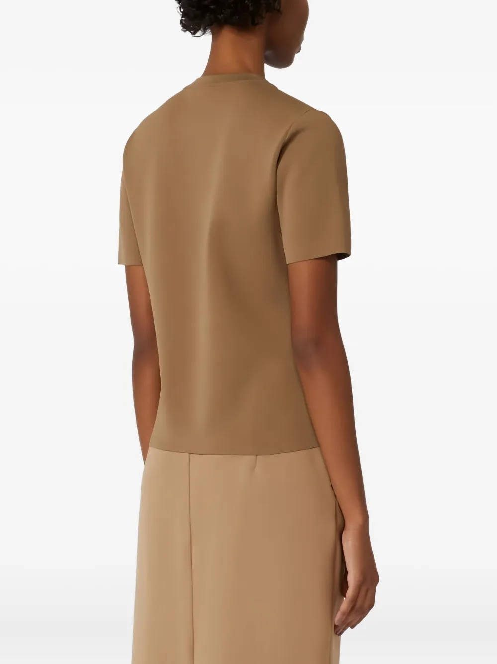 Max Mara Adelio Embossed-logo Short-sleeve T-shirt In Brown