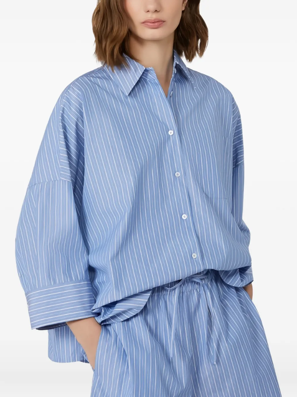 Weekend Max Mara striped three-quarter sleeve shirt Blauw