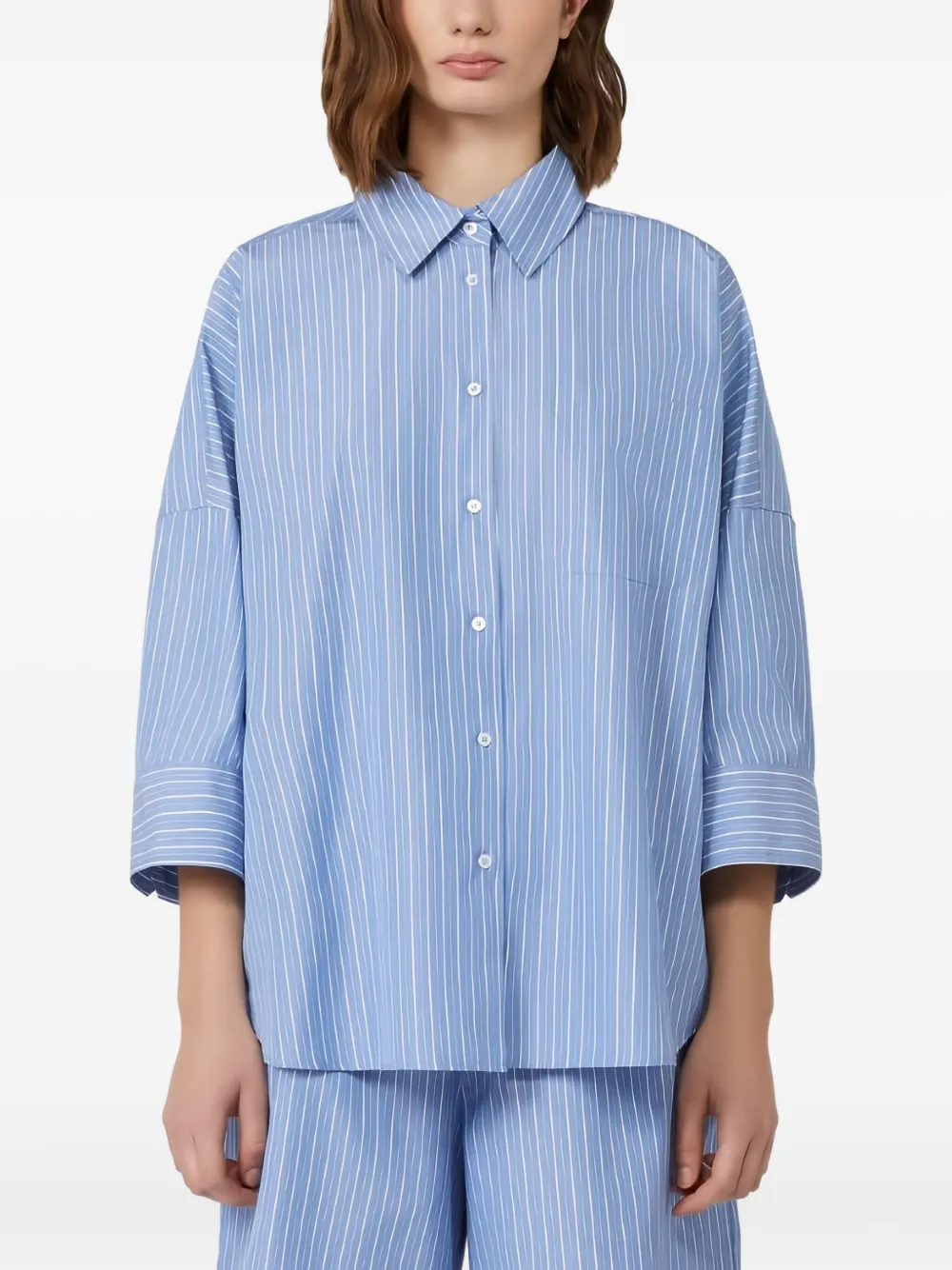 Weekend Max Mara striped three-quarter sleeve shirt Blauw