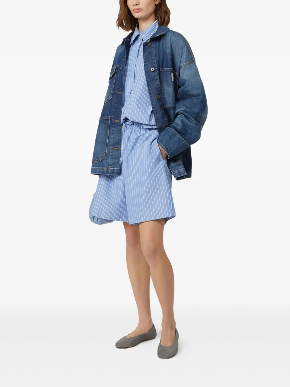 Weekend Max Mara striped three-quarter sleeve shirt Blauw