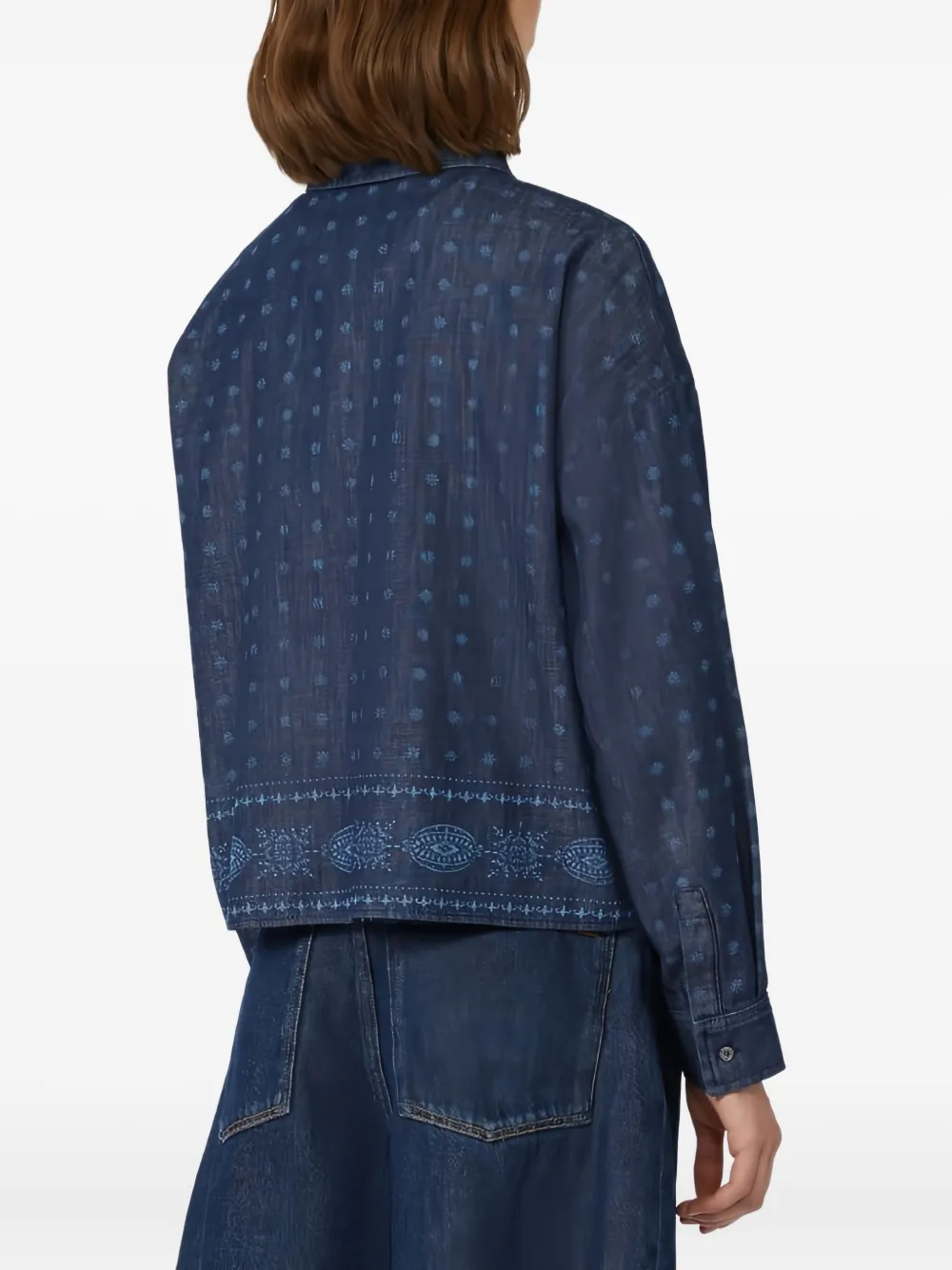 Weekend Max Mara Laser-cut Denim Shirt In Blue