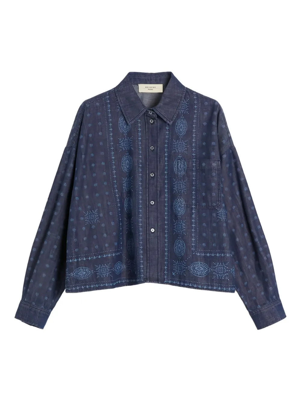 Weekend Max Mara Laser-cut Denim Shirt In Blue