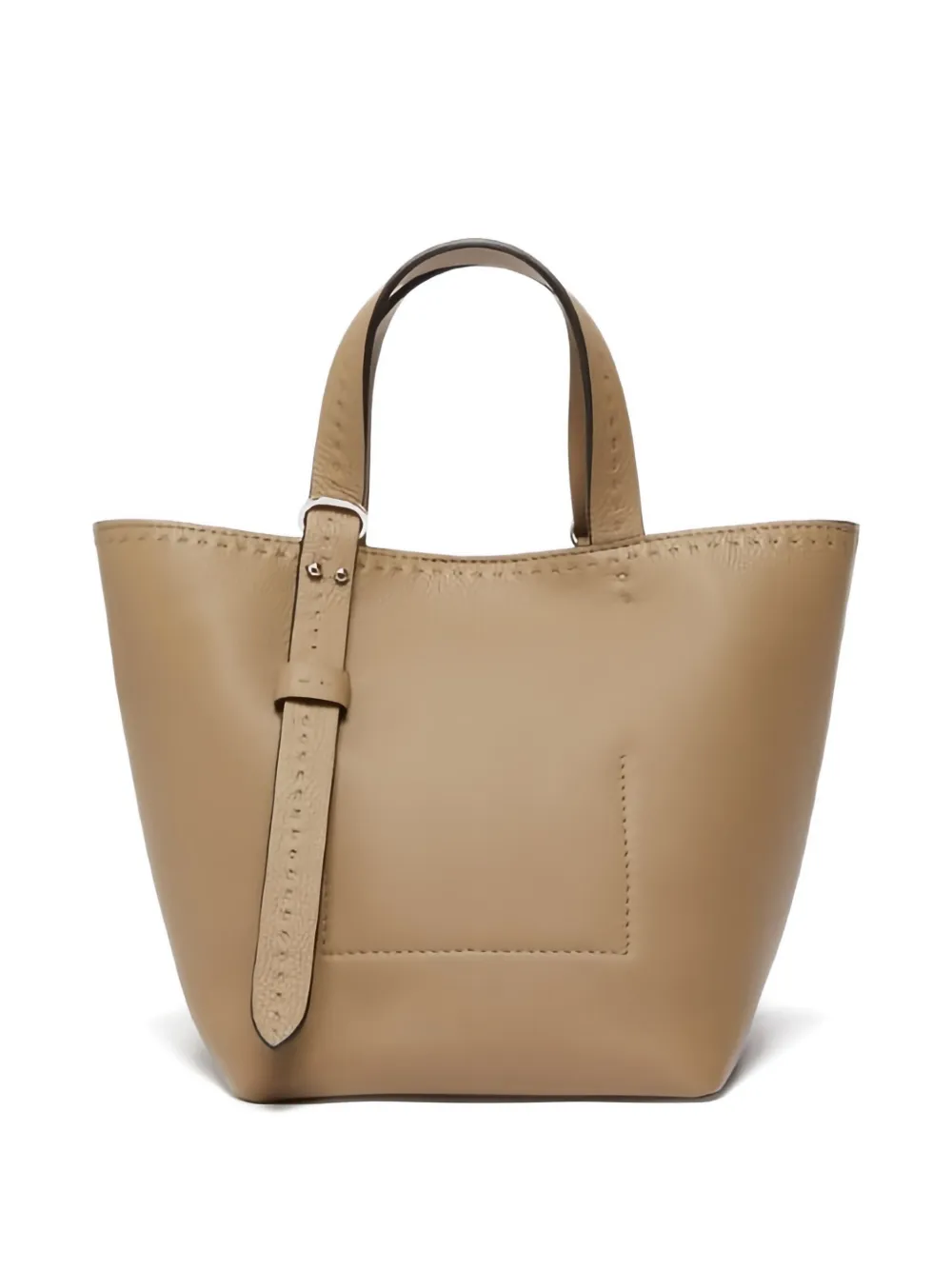 Max Mara Stitch-detail Bucket Handbag In Brown