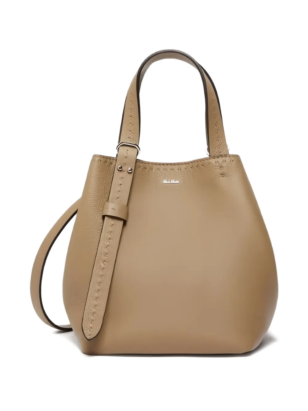 Max Mara Stitch-detail Bucket Handbag In Brown