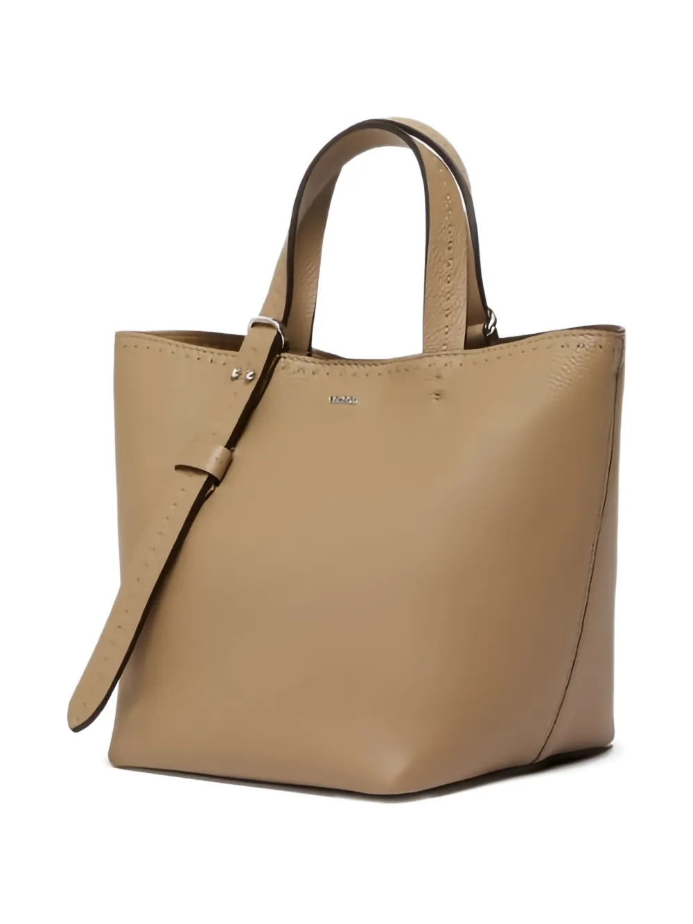 Max Mara Stitch-detail Bucket Handbag In Brown