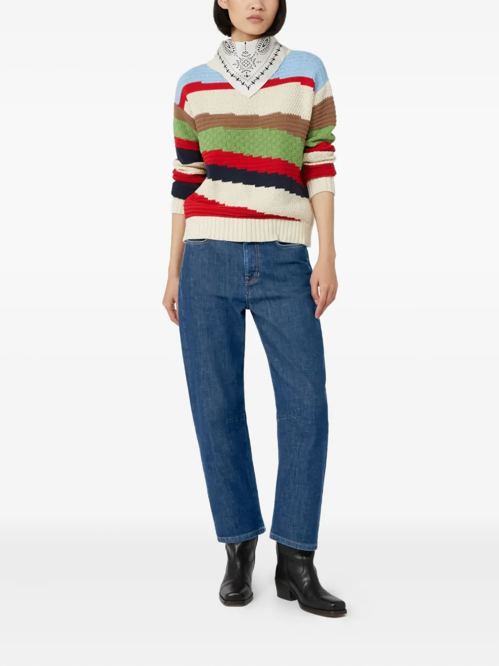 Weekend Max Mara Inlaid cotton sweater Beige