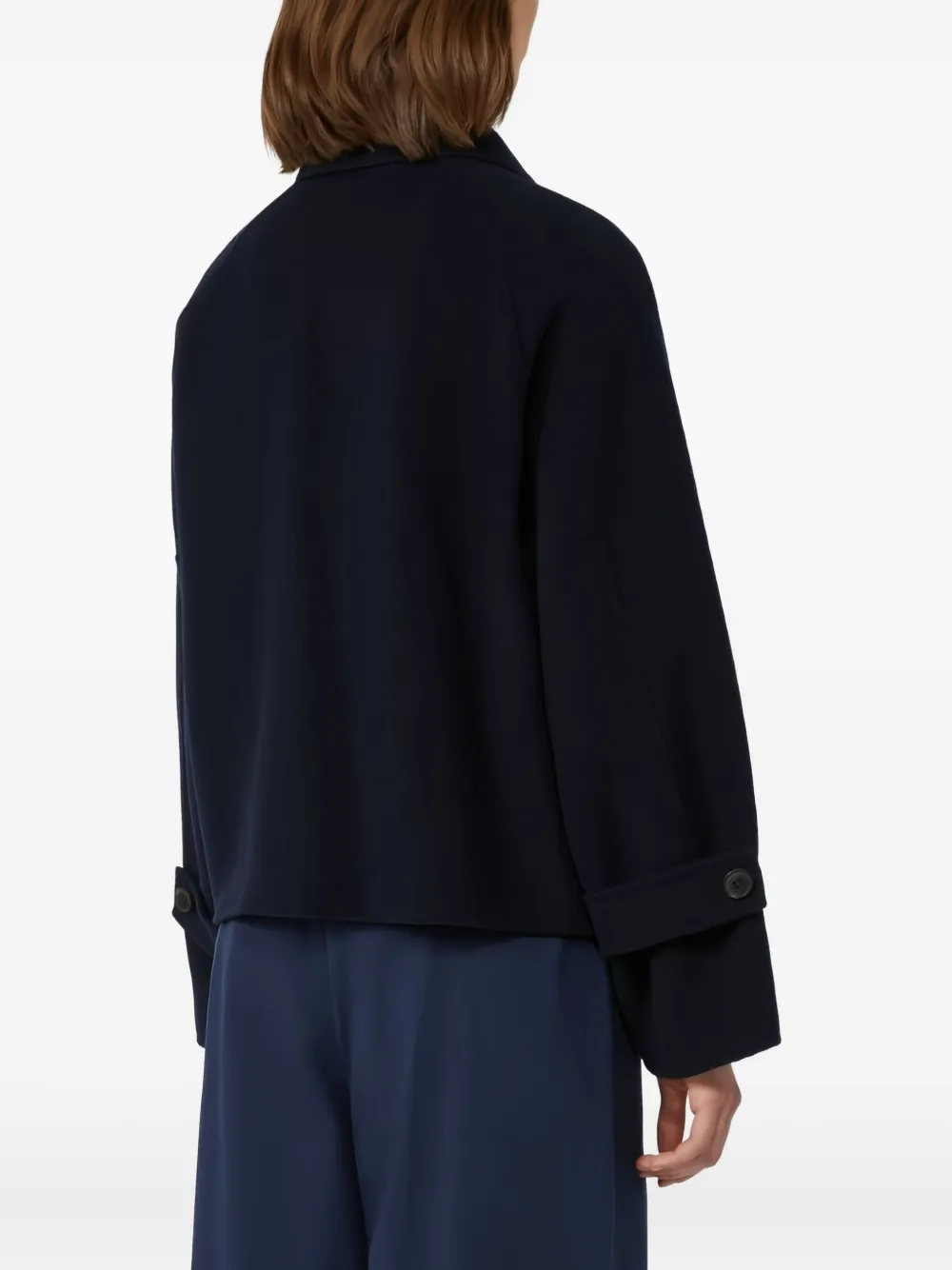 Weekend Max Mara Wool Broadcloth Cropped Coat In Blue