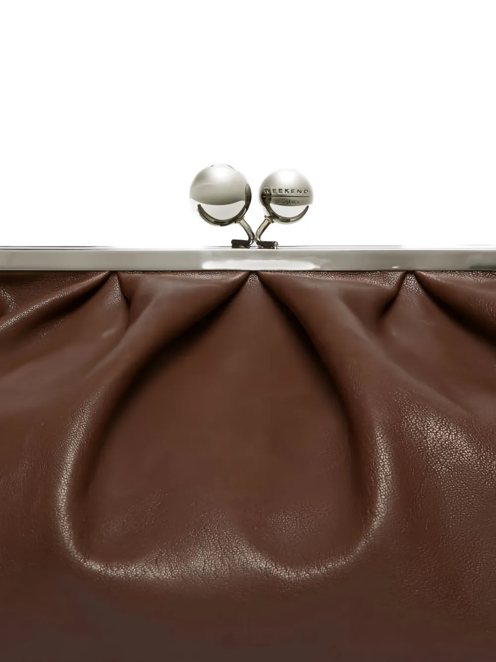 Weekend Max Mara Large Pasticcino Leather Clutch Bag In Brown
