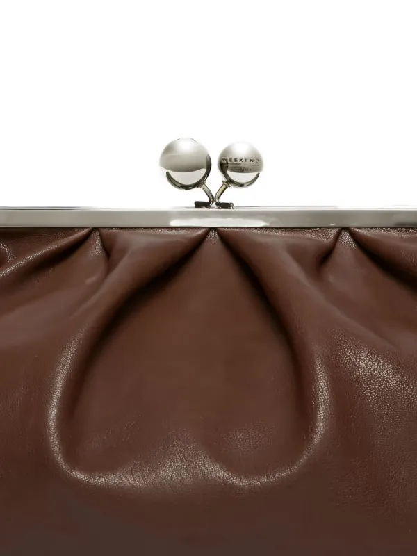 マックスマーラ レザー クラッチバッグ 茶 ブラウン ロゴ 金具 肉厚 人気 Weekend Max Mara Pasticcino クラッチバッグ L | ブラウン