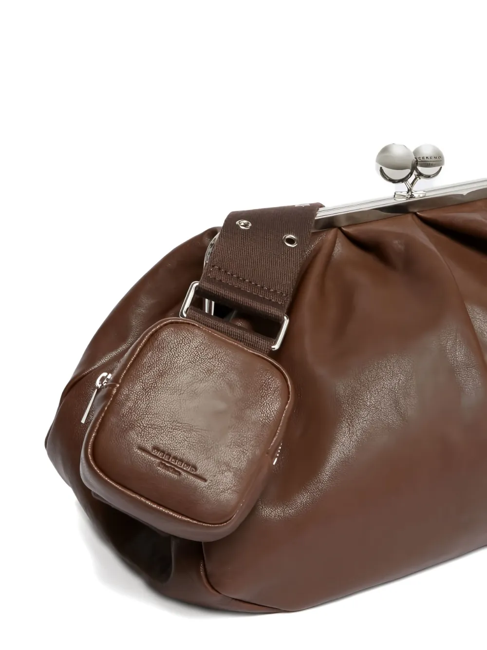 Weekend Max Mara Large Pasticcino Leather Clutch Bag In Brown