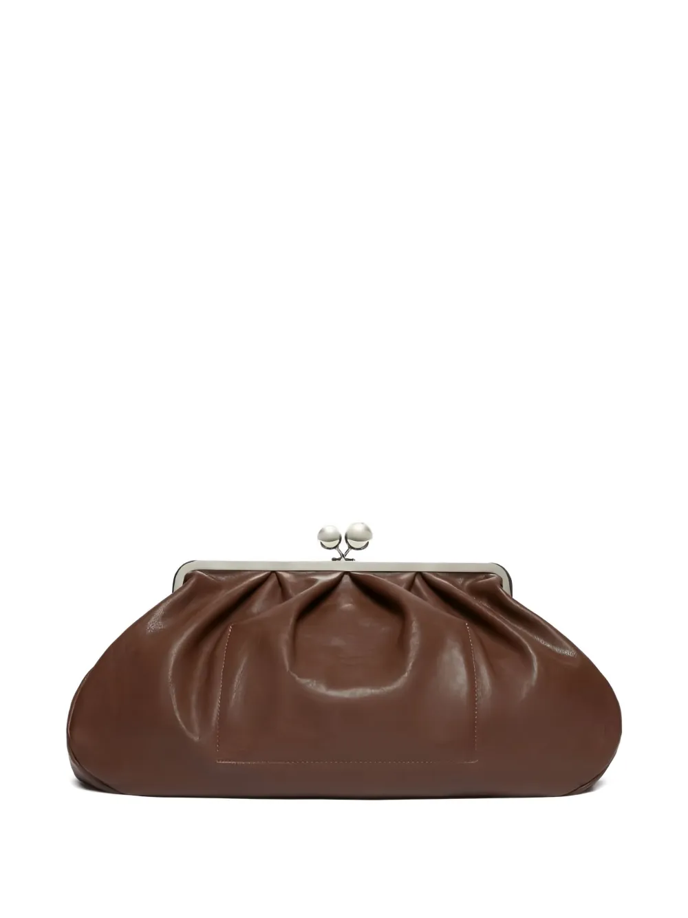 Weekend Max Mara Large Pasticcino Leather Clutch Bag In Brown