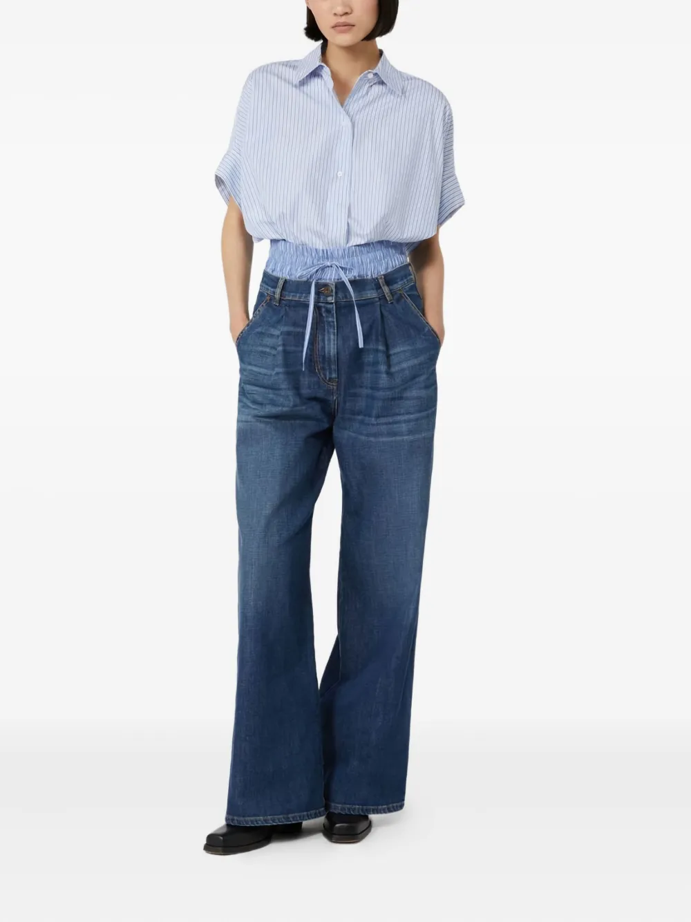 Weekend Max Mara striped-pattern short-sleeve shirt Blauw