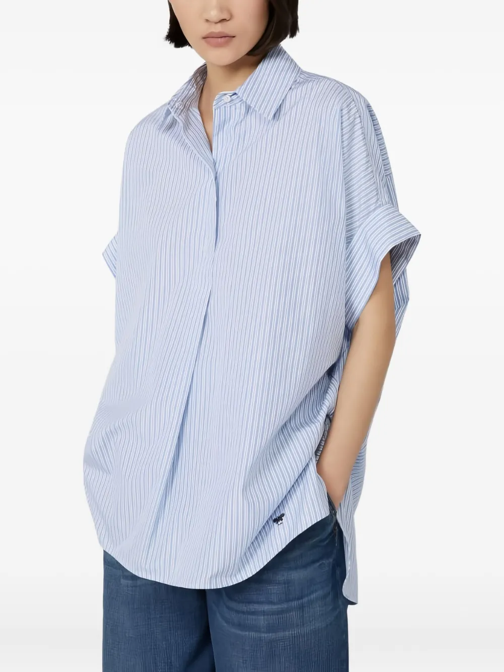 Weekend Max Mara striped-pattern short-sleeve shirt Blauw