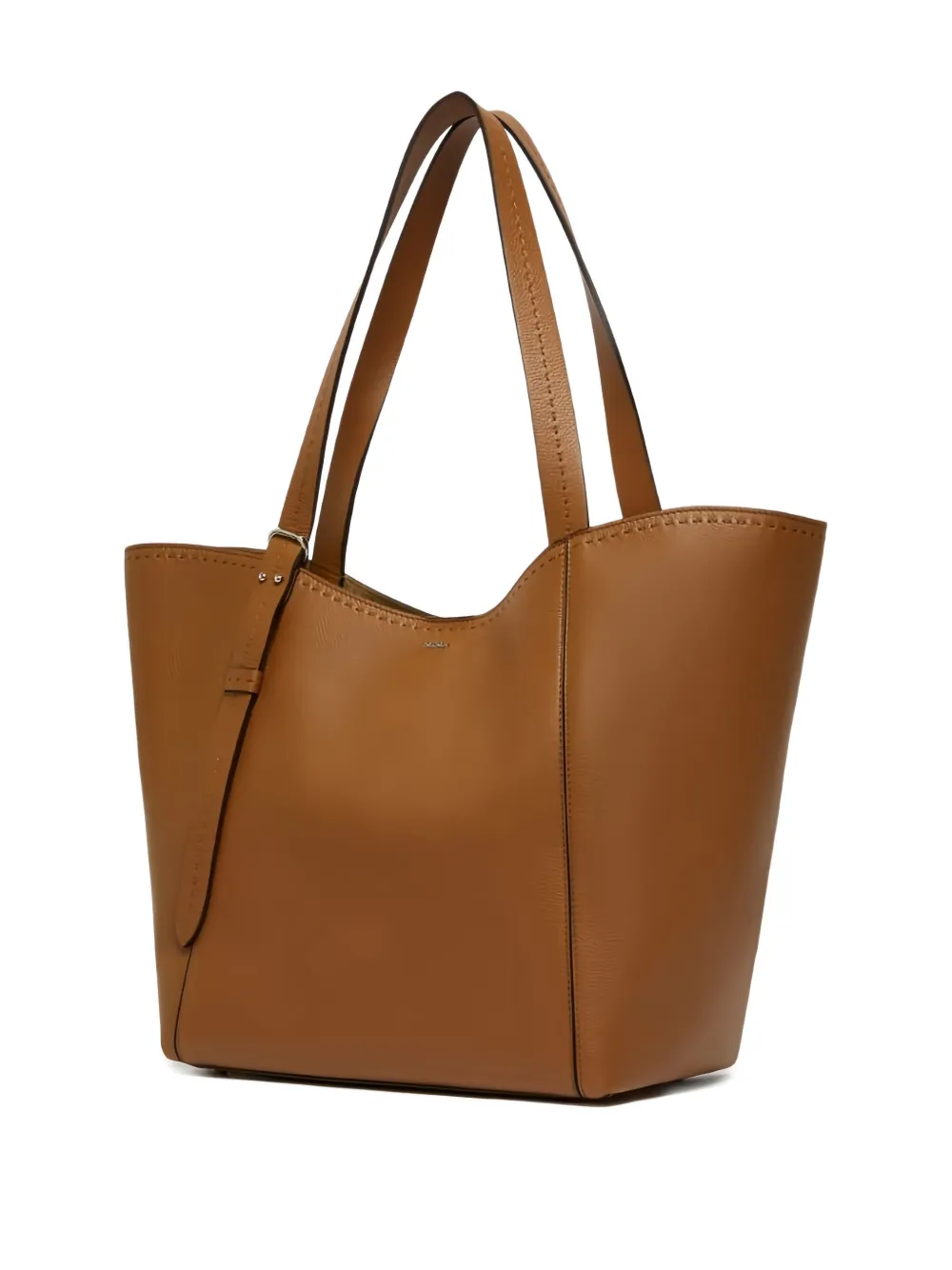 Max Mara Large Leather Tote Bag In Brown