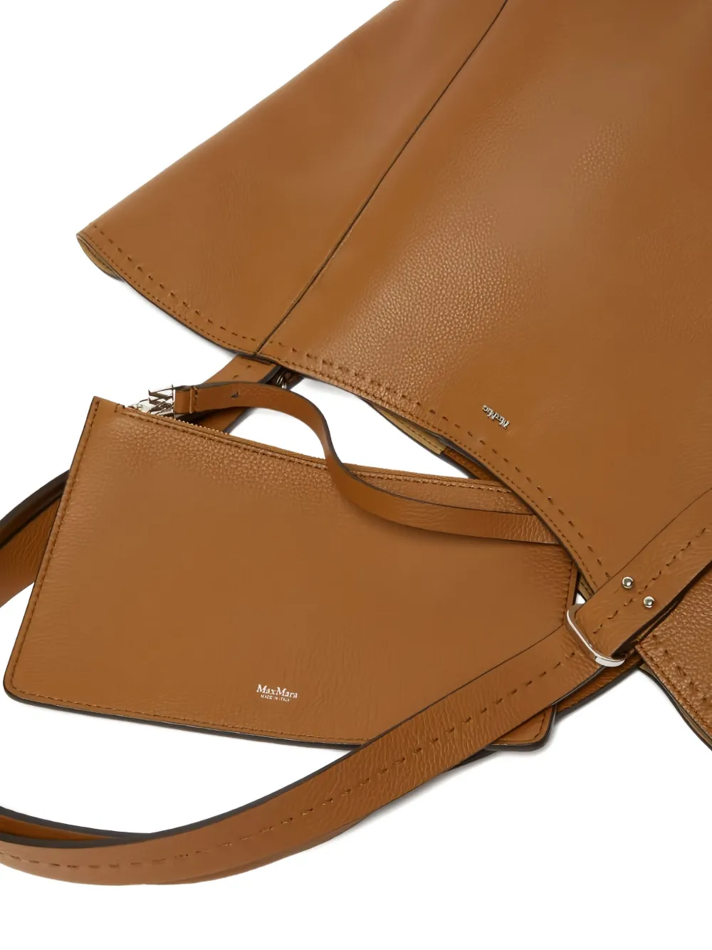 Max Mara Large Leather Tote Bag In Brown