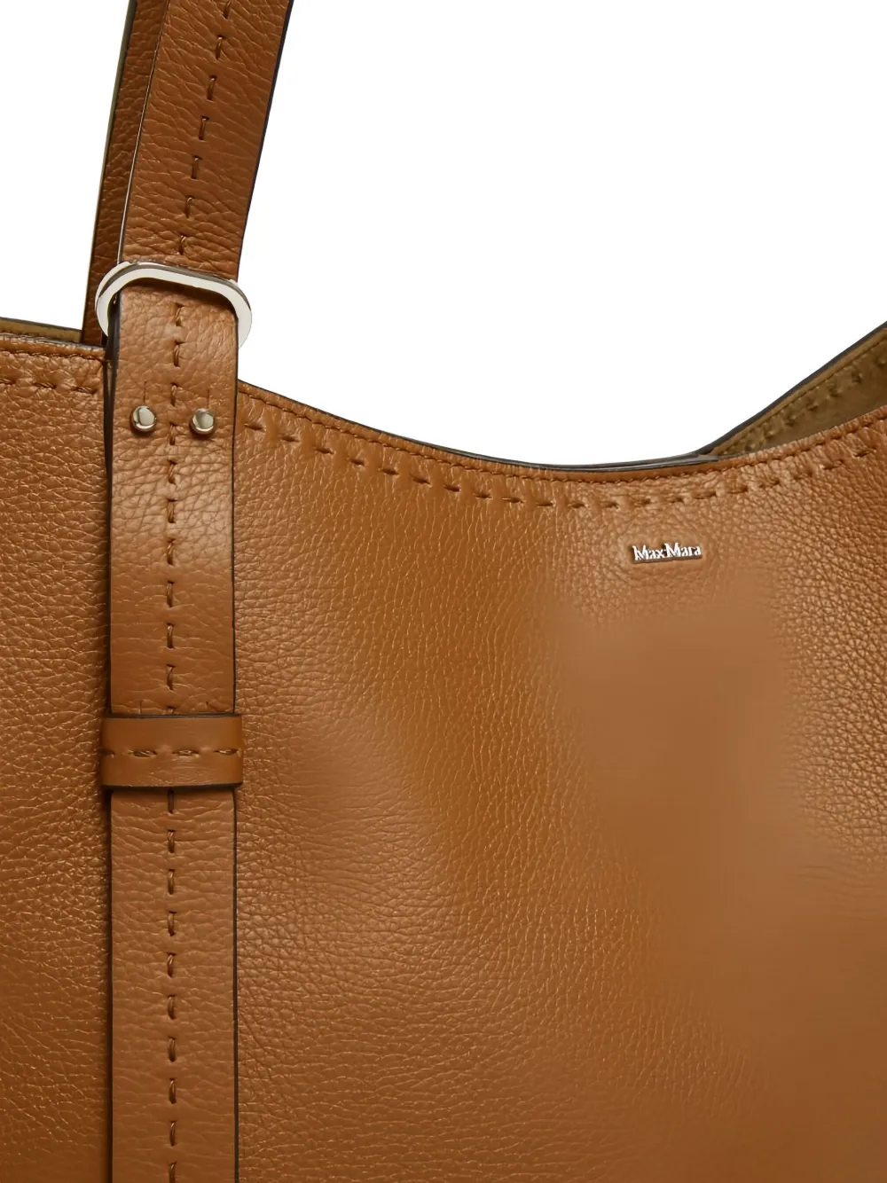 Max Mara Large Leather Tote Bag In Brown