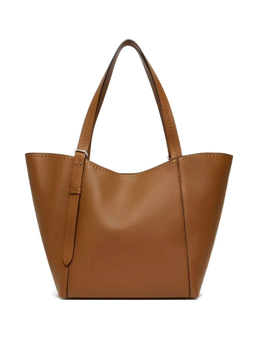 Max Mara Large Leather Tote Bag In Brown