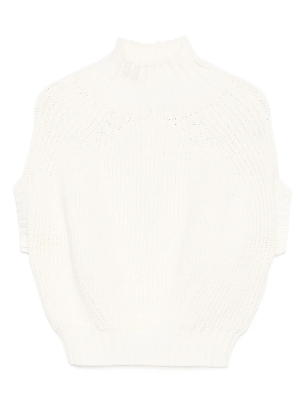 Balloon mock-neck knitted top