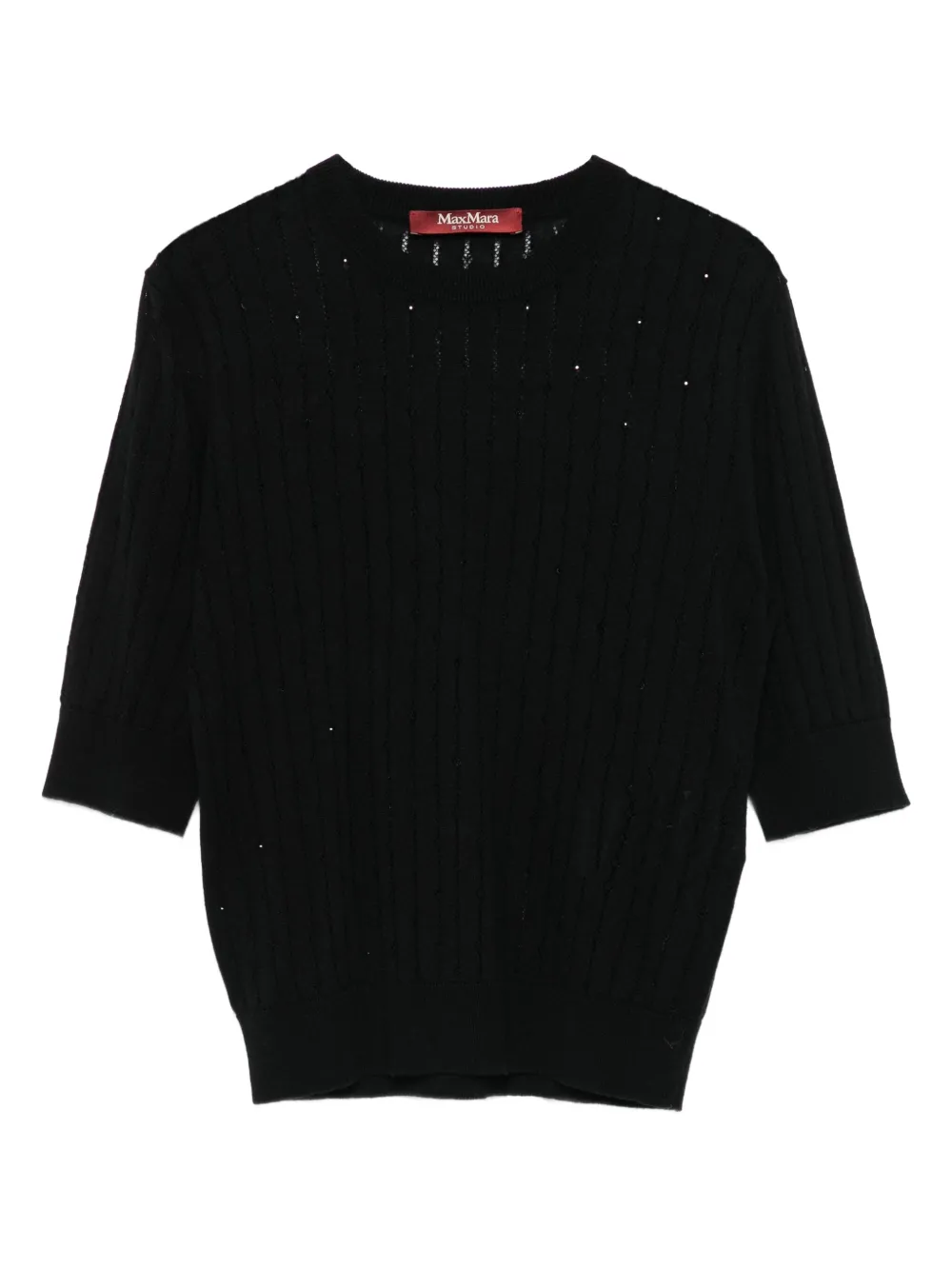 open-knit short-sleeve top