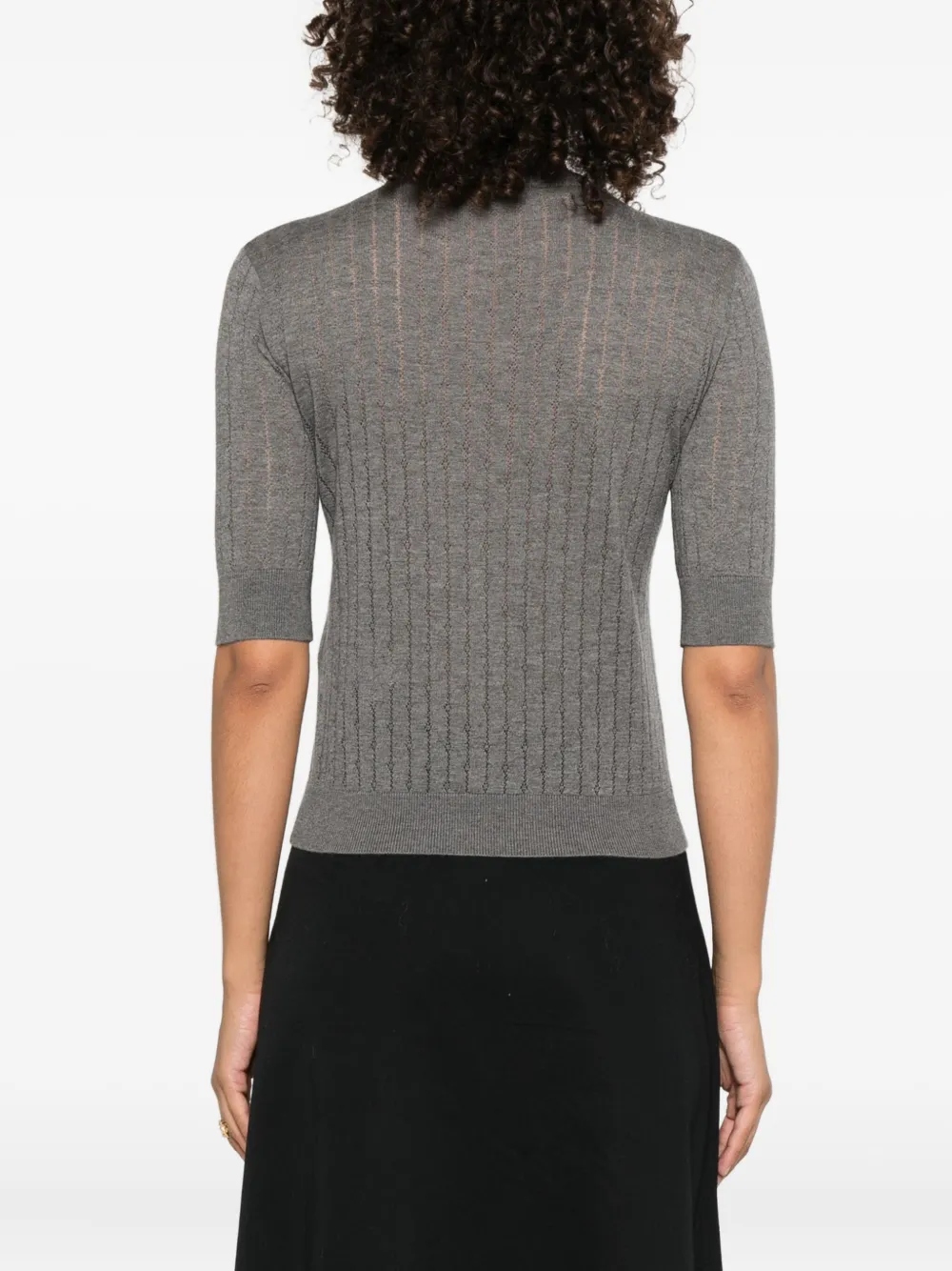 Max Mara Geribbelde trui met verfraaiing Grijs