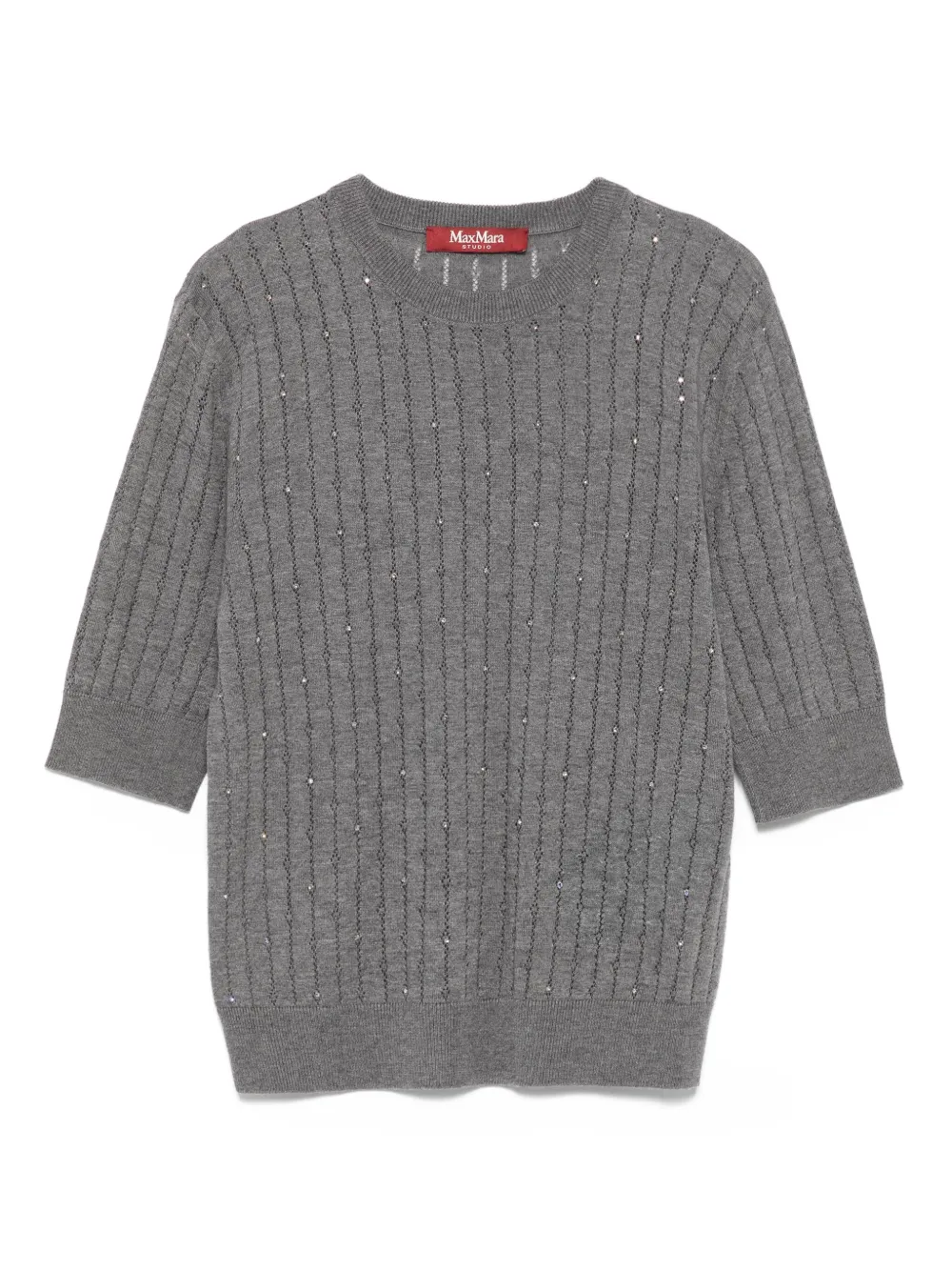 Max Mara Geribbelde trui met verfraaiing Grijs