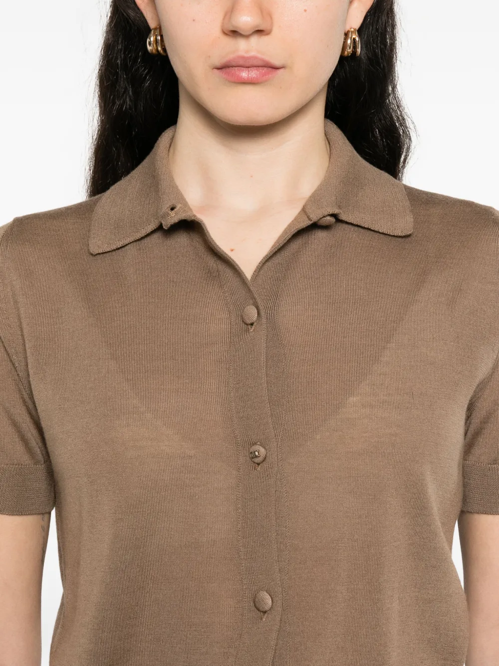 Max Mara Shirt met knopen en korte mouwen Bruin