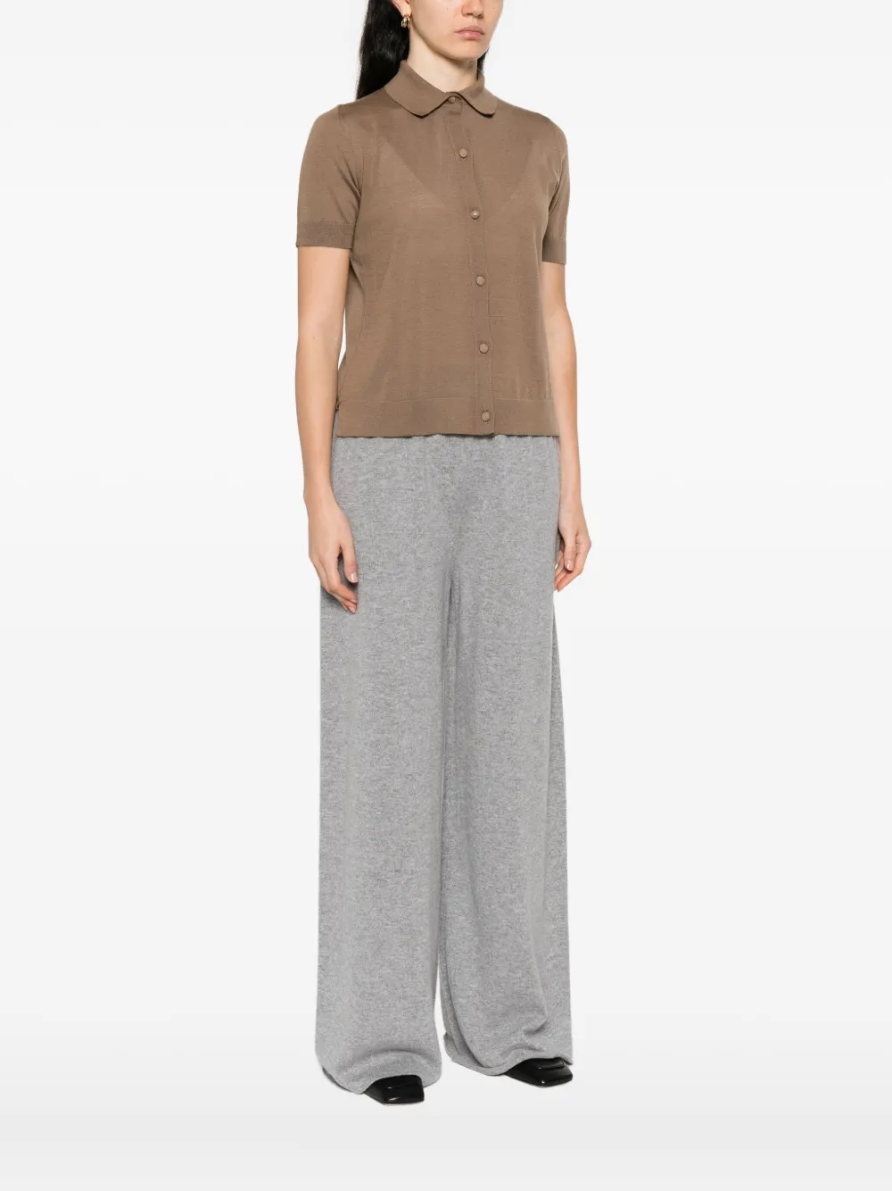 Max Mara Button-front Short-sleeve Shirt In Brown