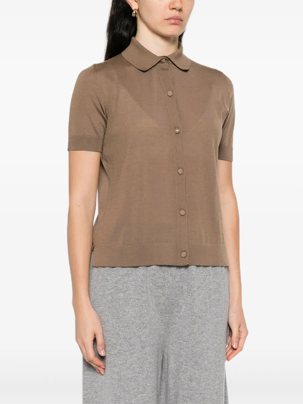 Max Mara Shirt met knopen en korte mouwen Bruin