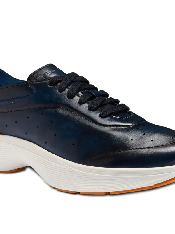 Santoni Perforated Leather Sneakers Blue FARFETCH IN