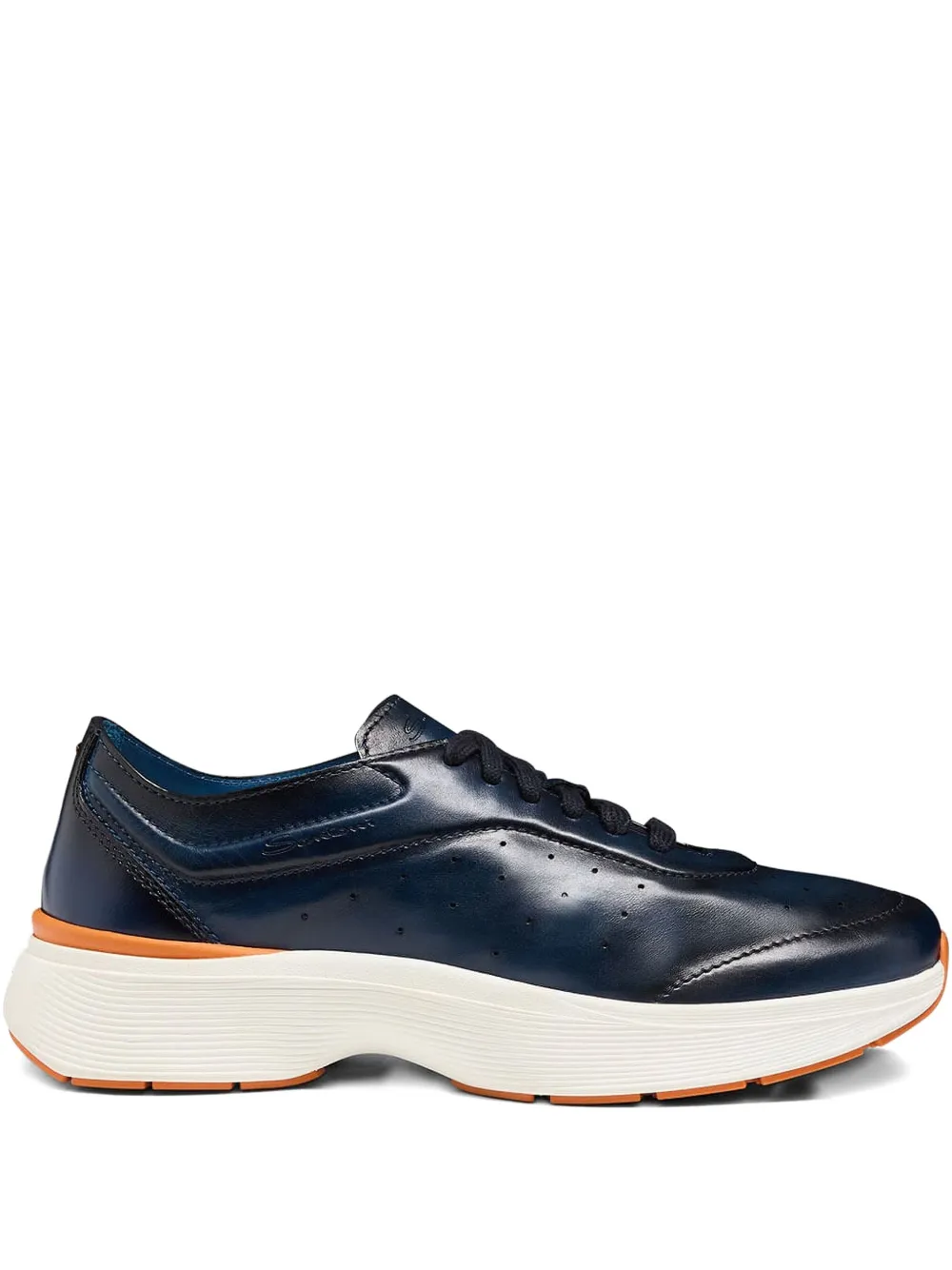 Santoni Bounce perforated leather sneakers Blue