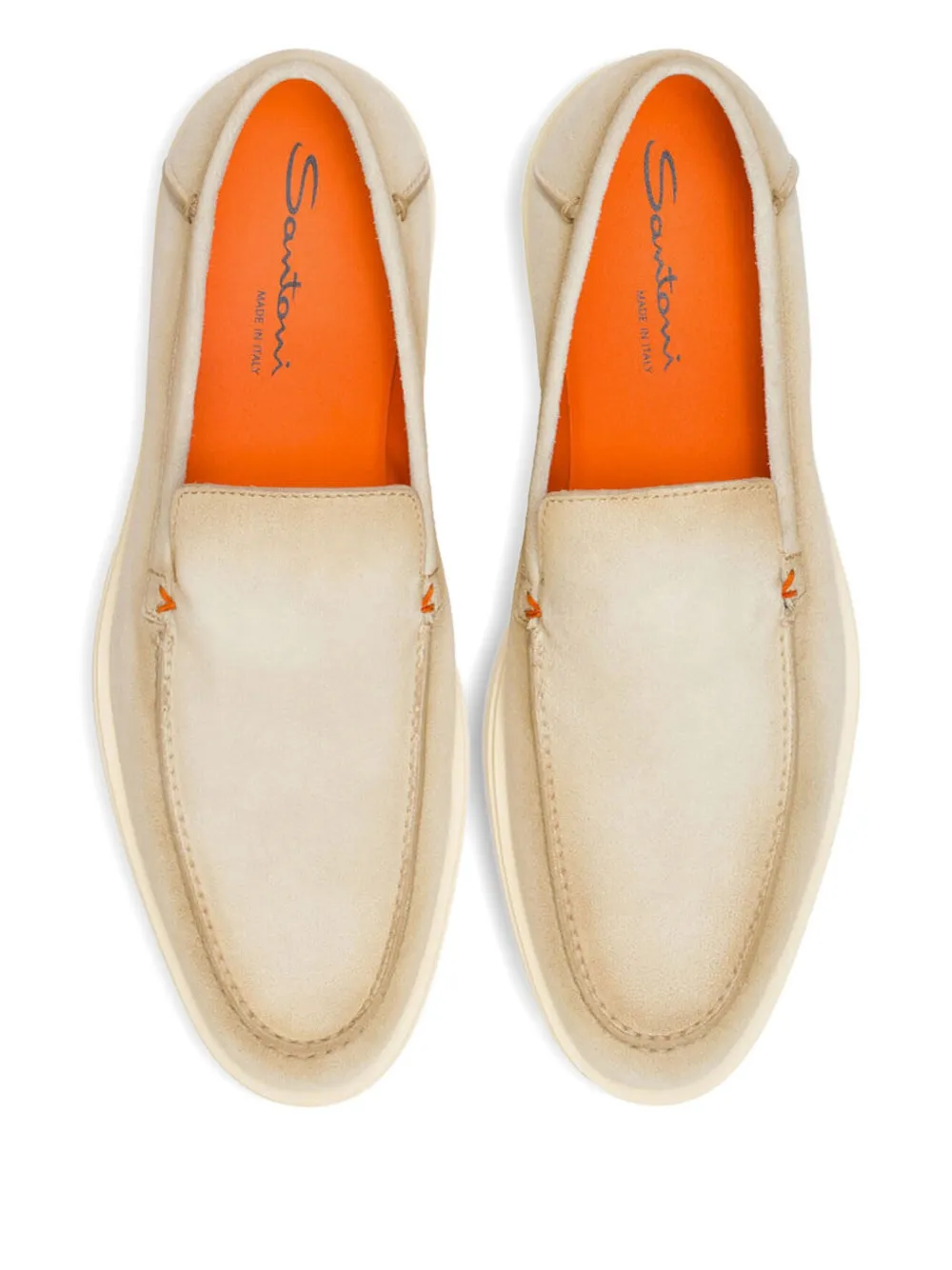 Santoni suede leather loafers Neutrals