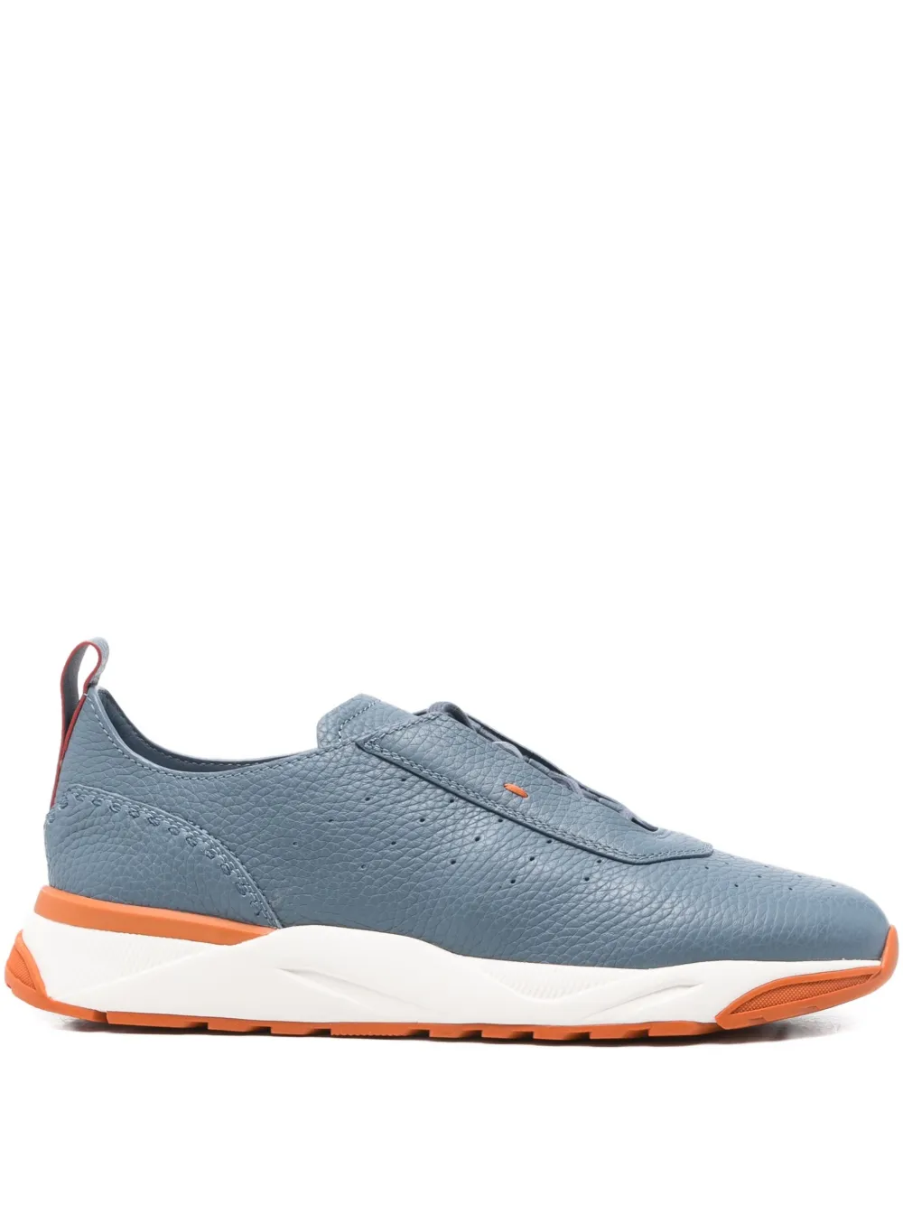 Santoni perforated-design leather sneakers Blue