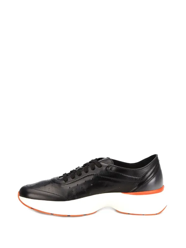 Santoni Perforated Leather low-top Sneakers Black FARFETCH IN