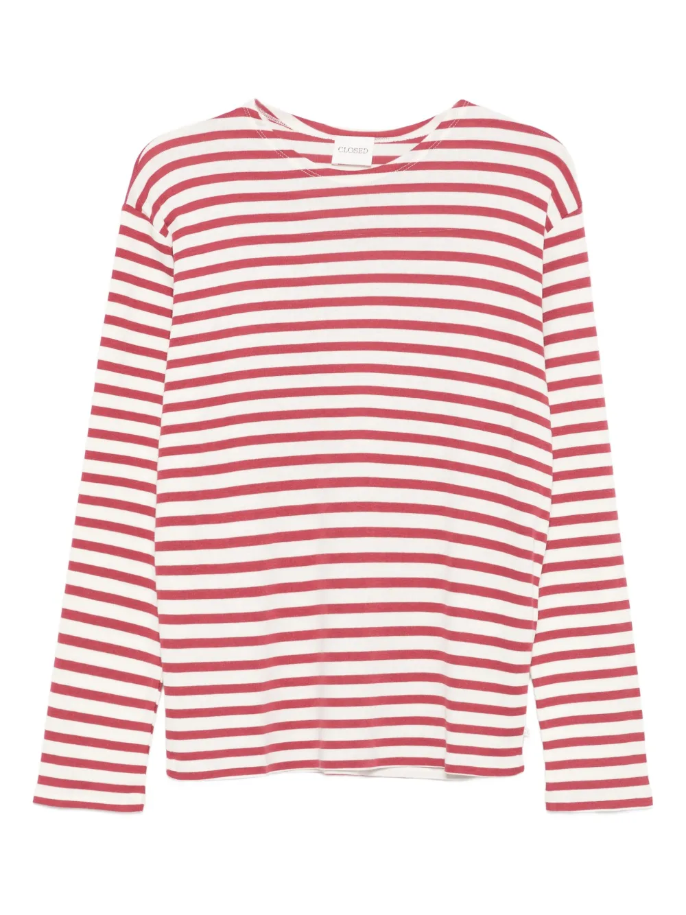 Closed striped long-sleeve top Rood