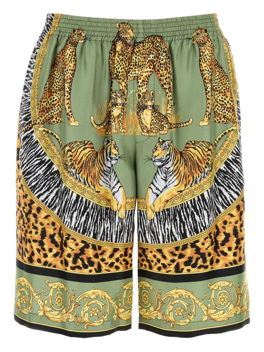 Versace Zijden bermuda shorts met print Groen