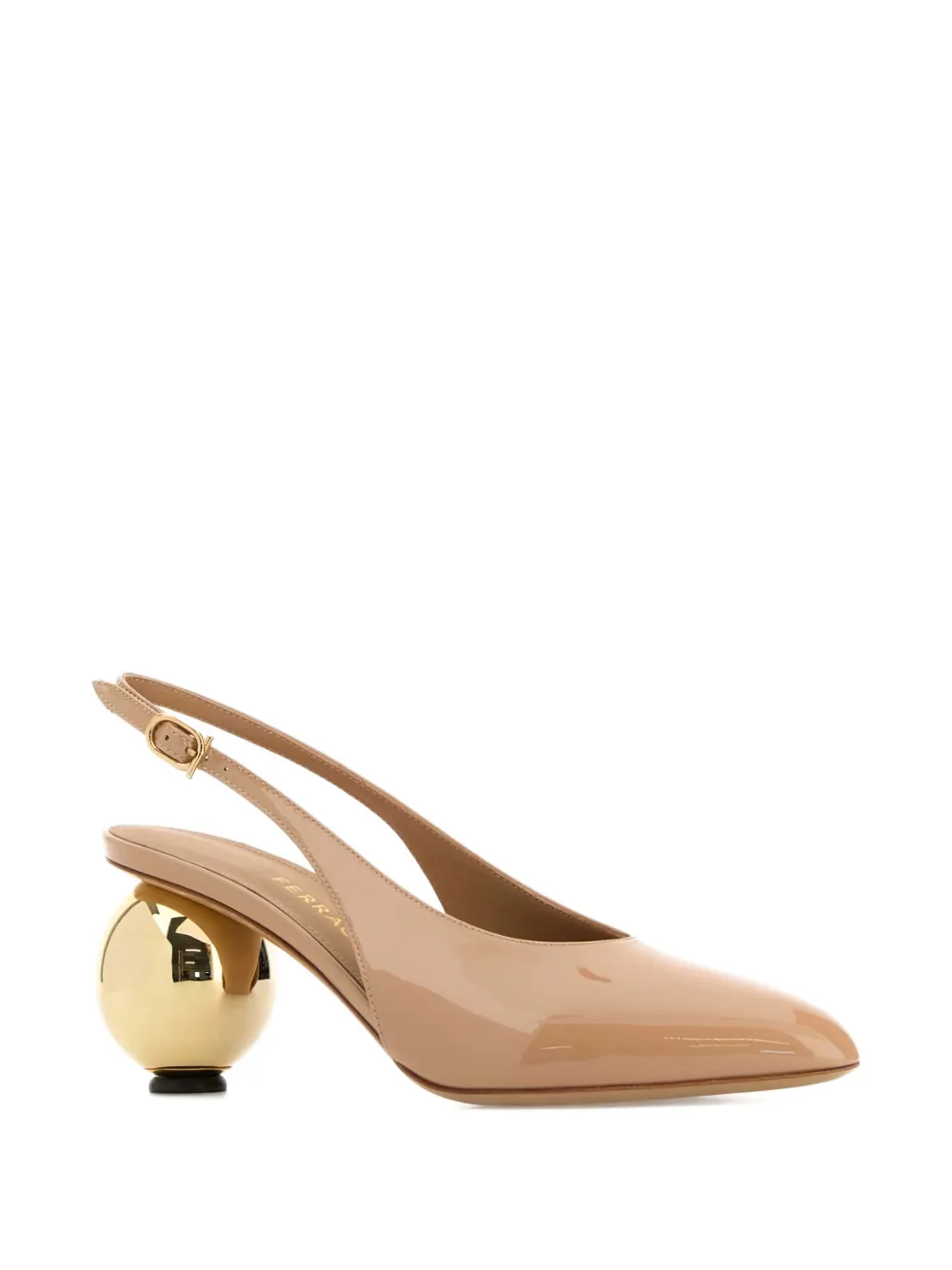 Ferragamo 70mm Tessie Sphere-heel Slingback Pumps In Nude