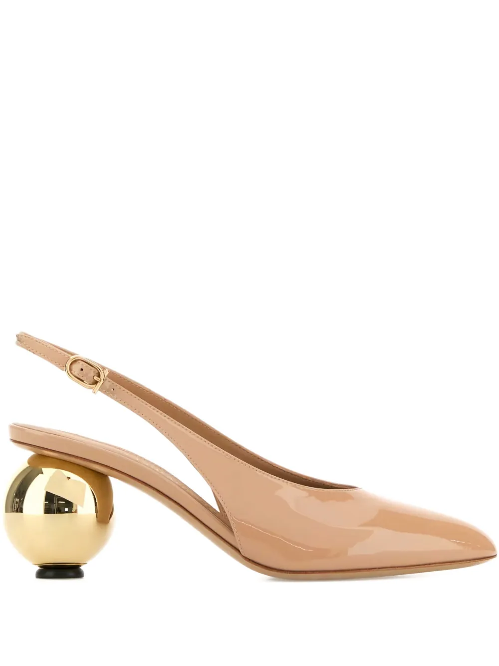 Ferragamo 70mm Tessie Sphere-heel Slingback Pumps In Nude