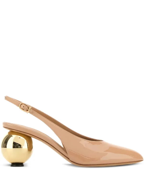 Ferragamo 70mm Tessie Sphere-heel Slingback Pumps in Neutrals