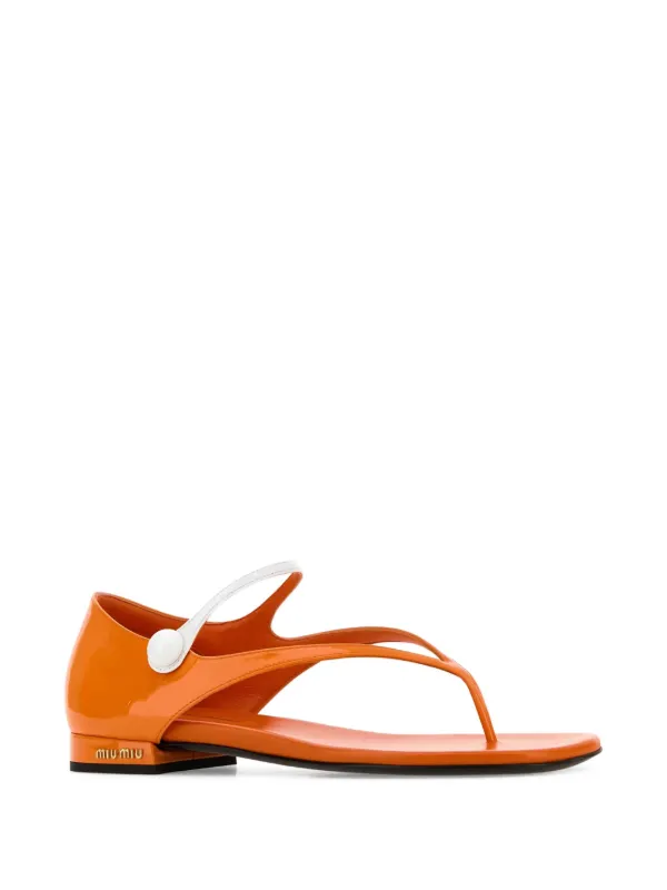 サンダル・ミュール Miu Miu Orange Leather Thong Sandals Miu Miu Leather Thong Sandals | Orange | FARFETCH GR