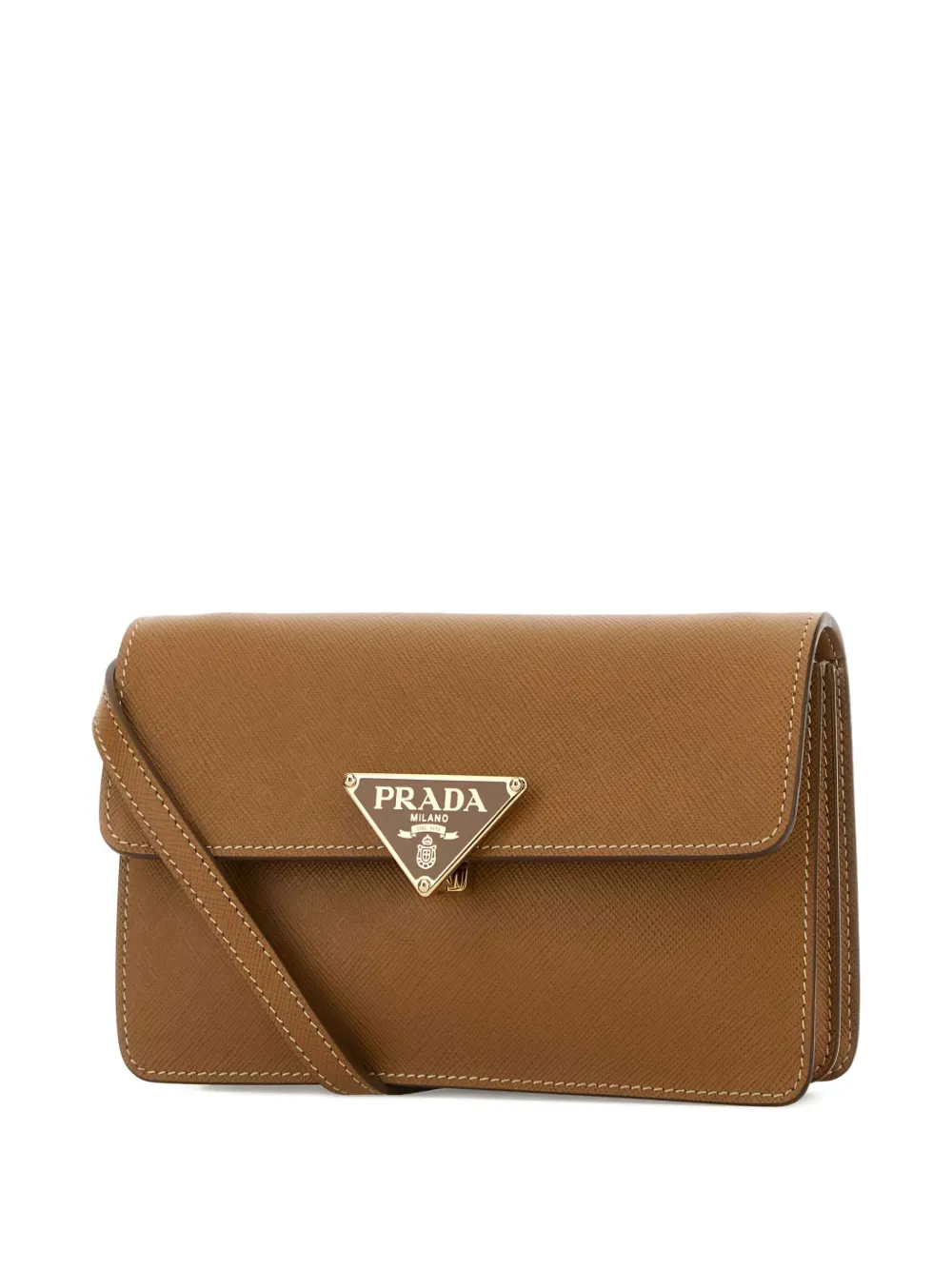 Prada logo-plaque leather mini bag Bruin