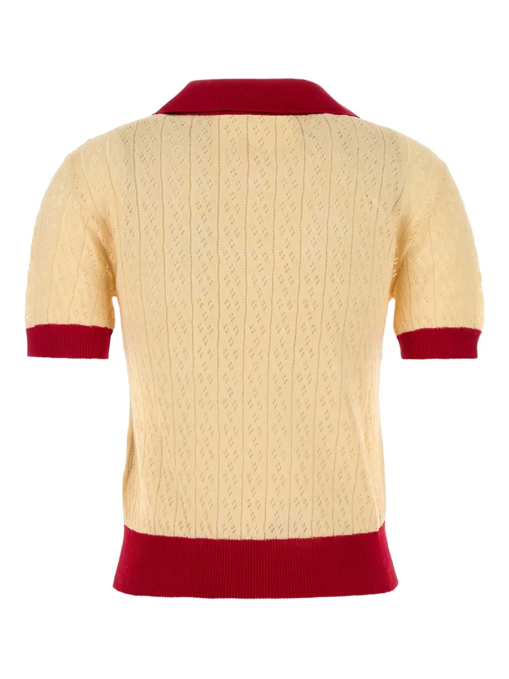 Valentino Garavani two-tone knitted polo shirt Beige