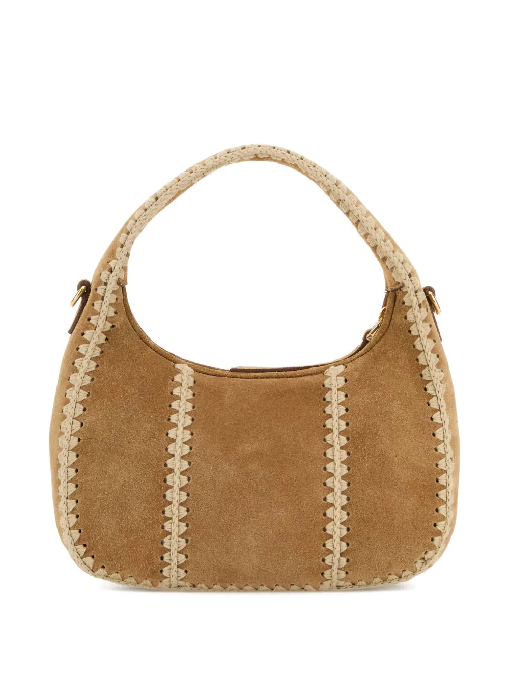 Miu Wander suede braided shoulder bag Bruin