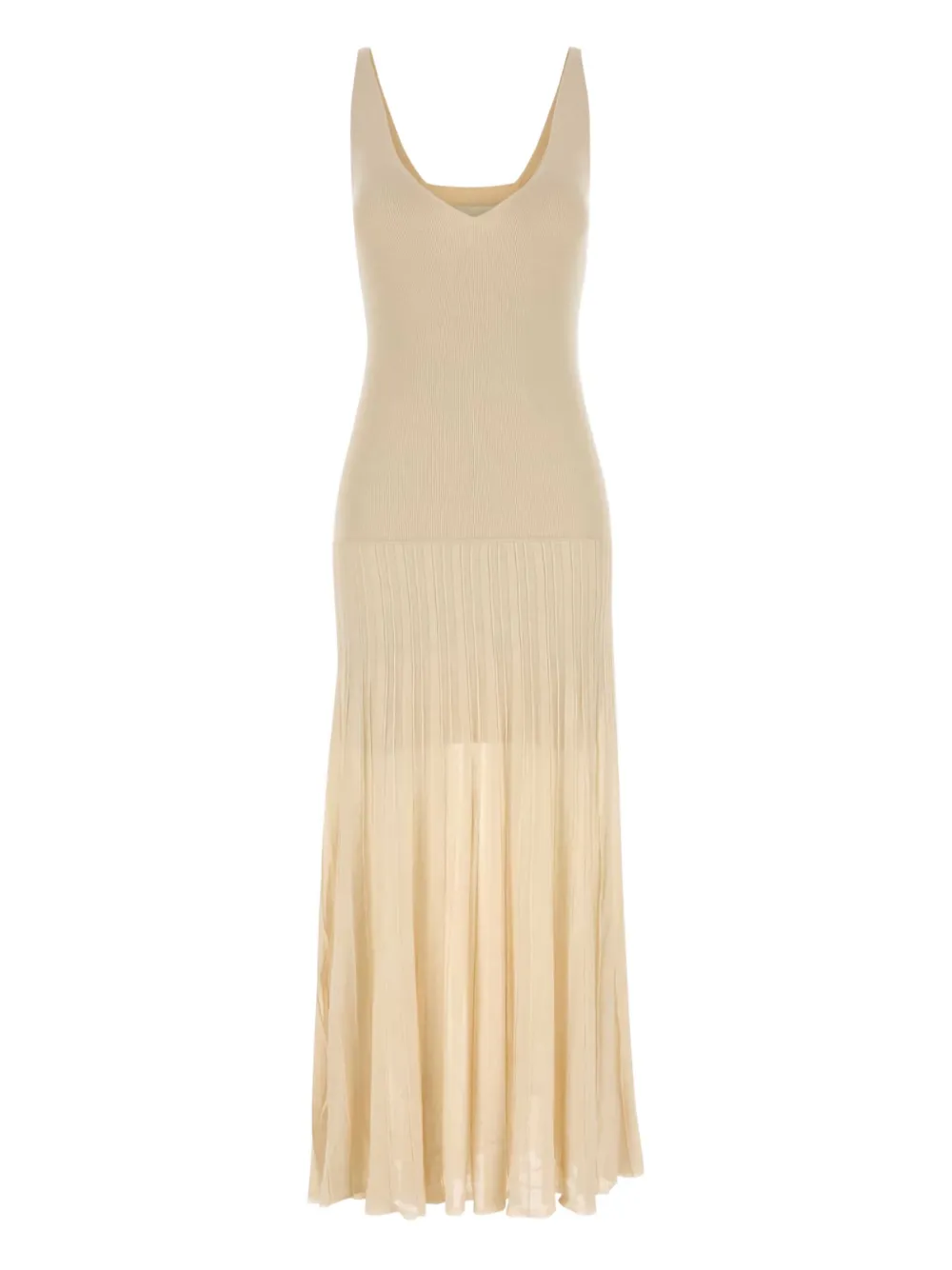 Isabel Marant Ribbed V-neck Midi Dress In Neutral