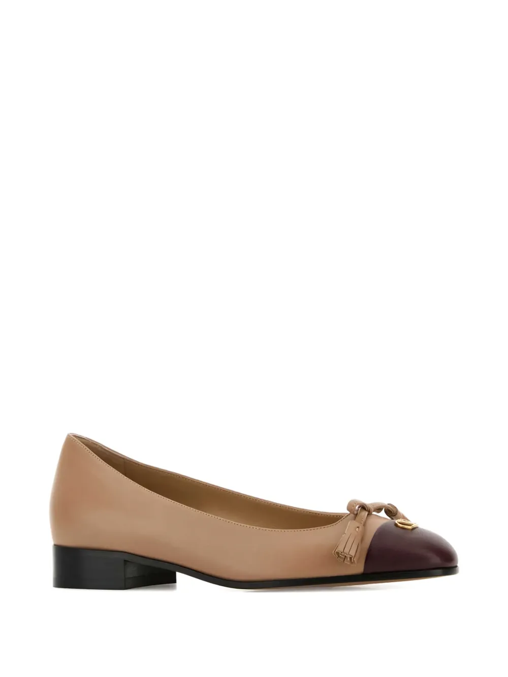 Valentino Vlogo Tassel-embellished Cap-toe Ballet Flats In Brown