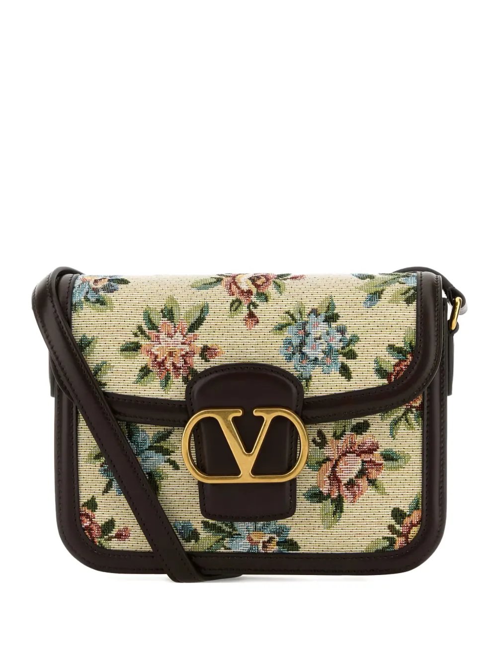 Valentino Garavani Floral-pattern Leather Cross Body Bag In Neutral