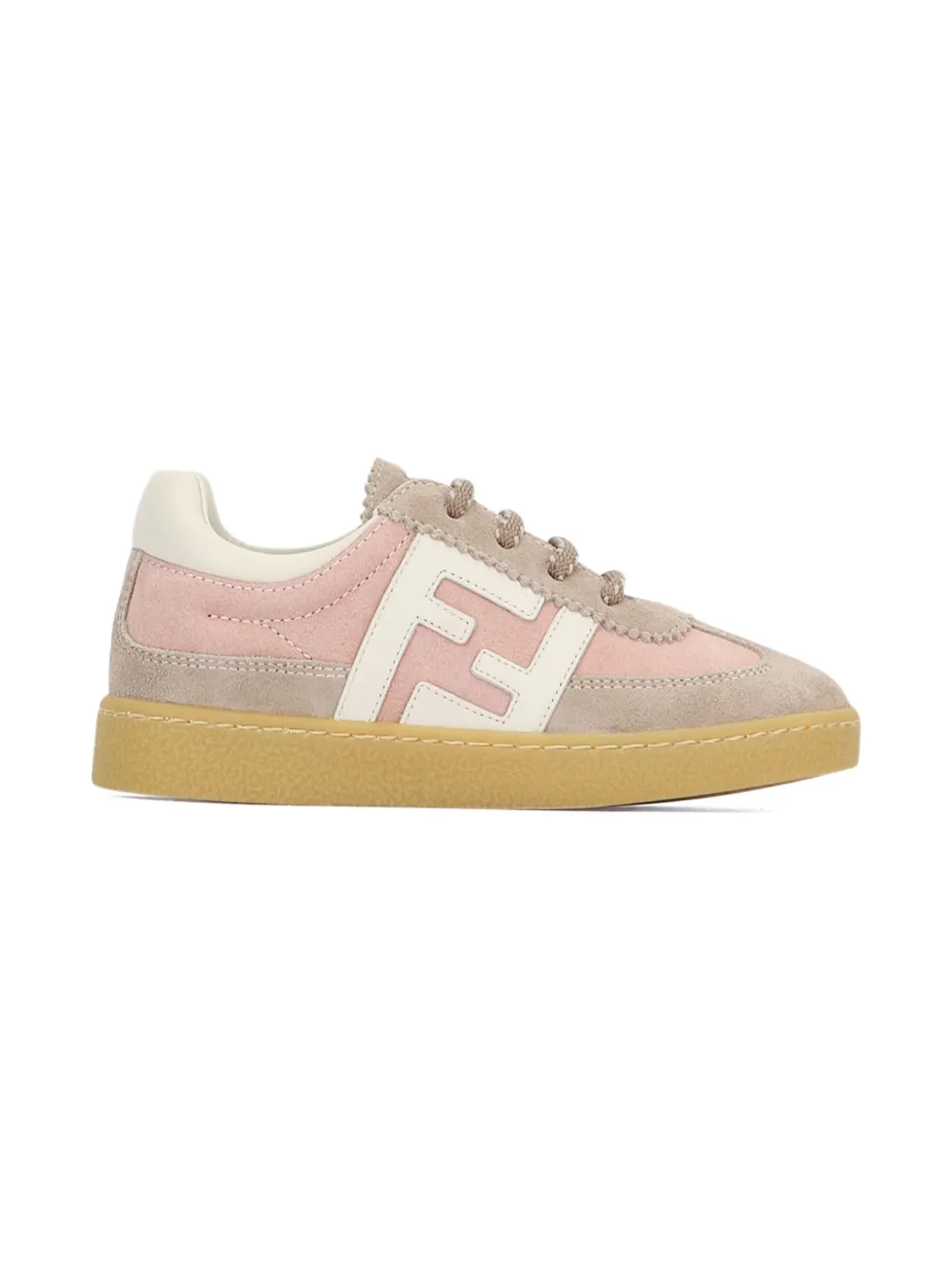 Fendi Kids suede leather trainers - Roze