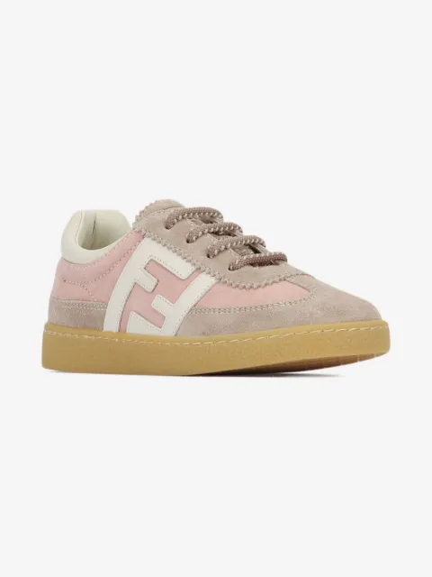 Fendi Kids FF-logo suede leather sneakers
