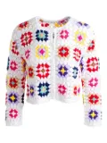 alice + olivia Anderson crochet square cardigan - White