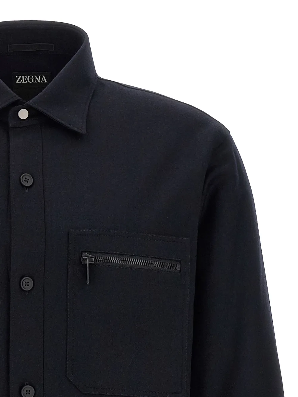 Zegna Wollen overhemd met ritszak Blauw
