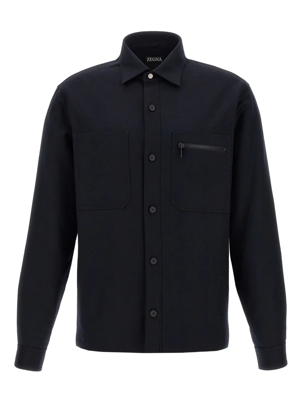 Zegna Wollen overhemd met ritszak Blauw